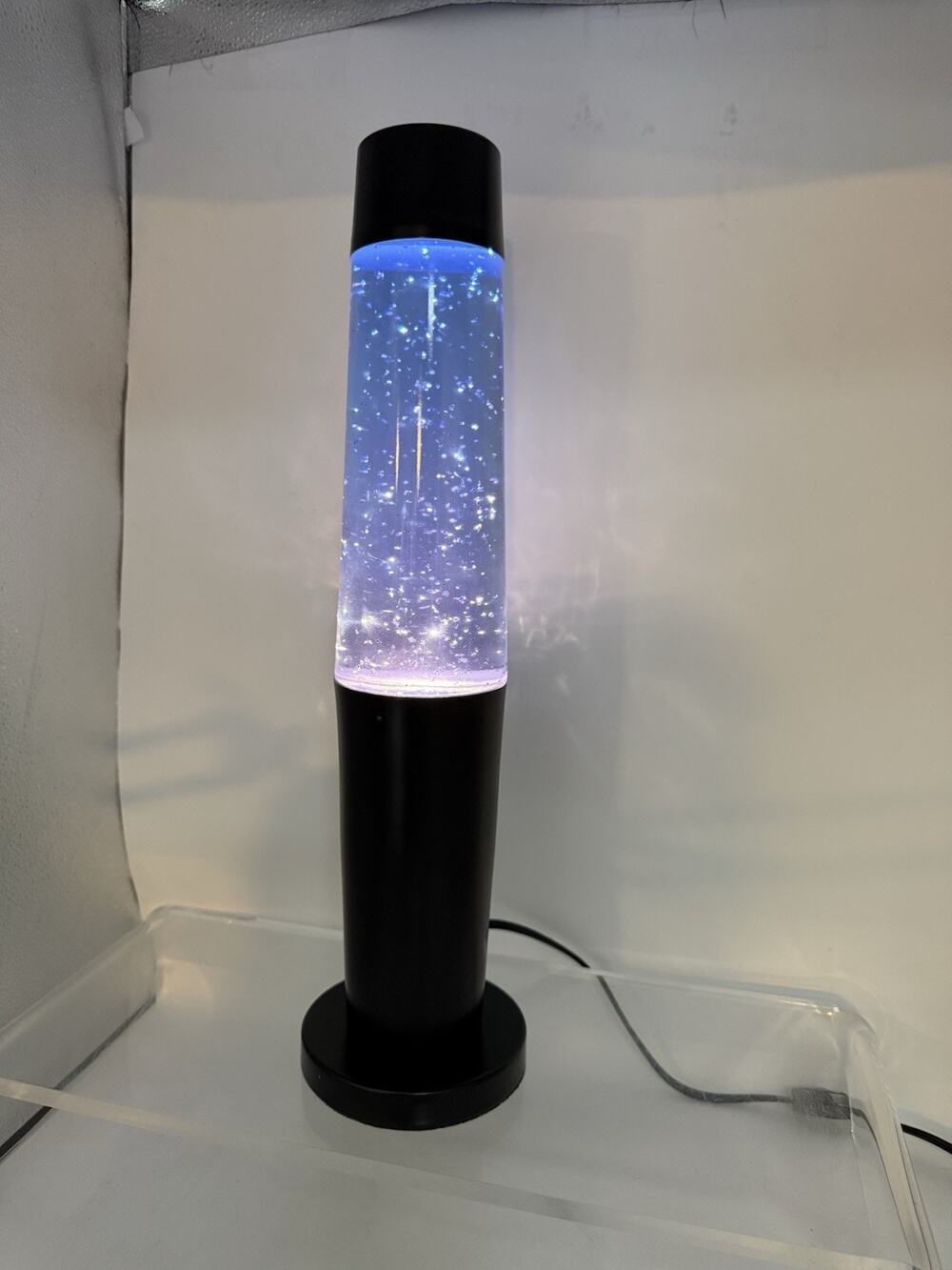 Vtg 2003 Lite F/X Glitter Lite Lamp 18” Black Bullet Base - Model 46600 SeeVideo